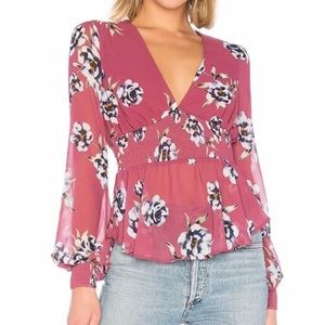 Revolve Pink Floral Top NWOT